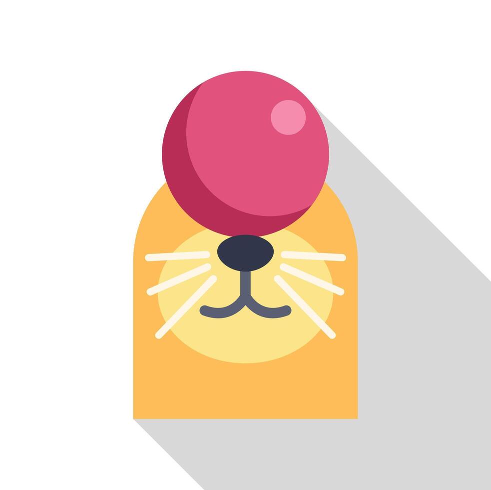 Cute cat balancing a red ball on its nose vector
