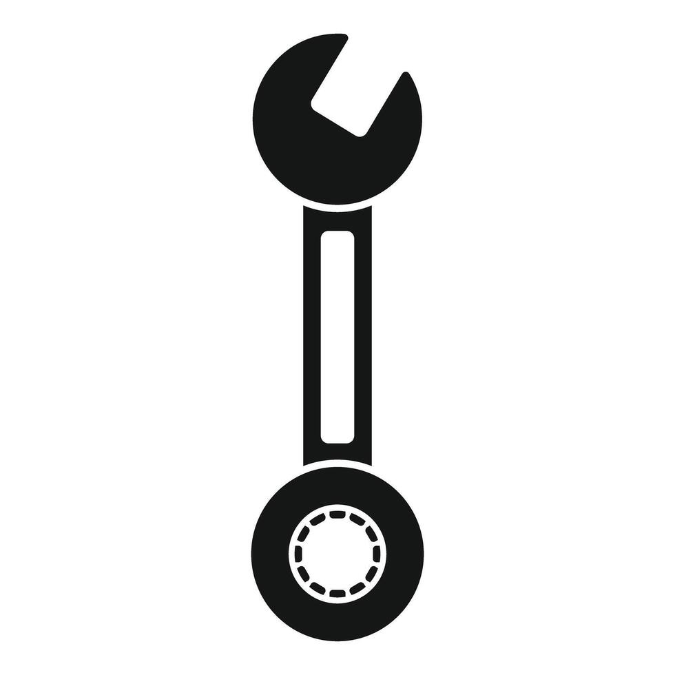 Interchangeable head wrench with ratchet end for mechanical operations vector