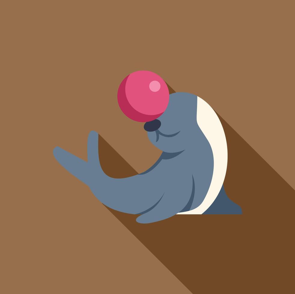 Circus seal balancing ball on nose while performing trick vector
