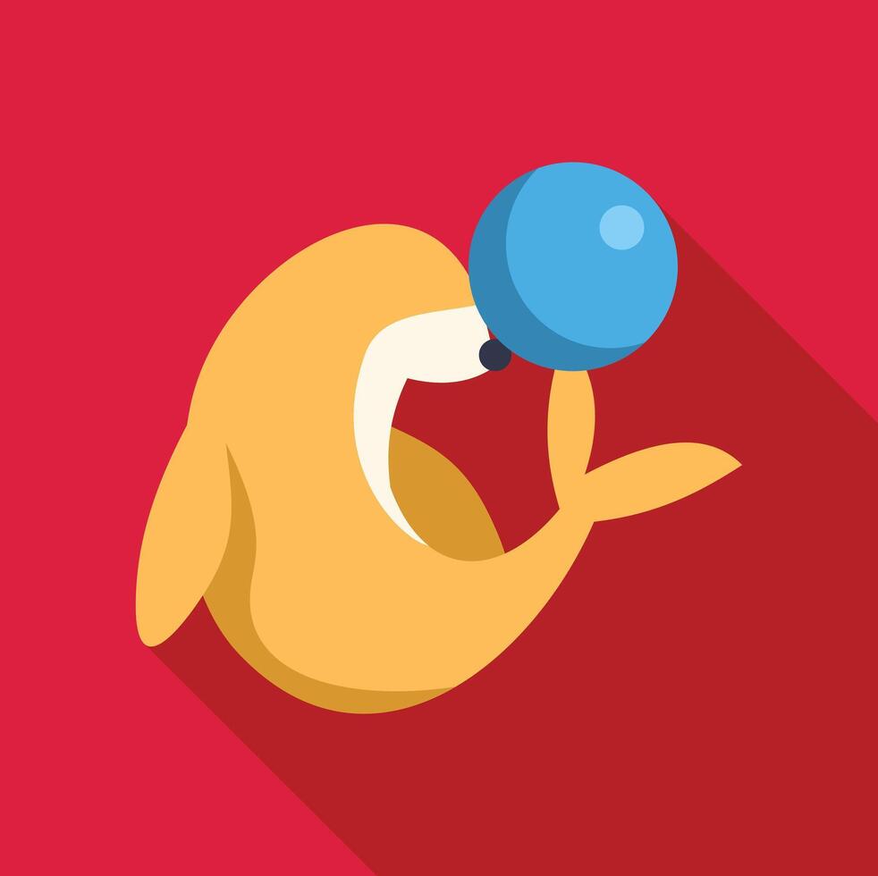 Trained sea lion balancing a ball on its nose in circus show vector