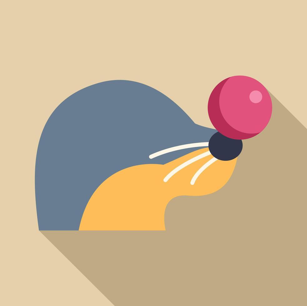 Circus seal balancing ball on nose with long shadow vector