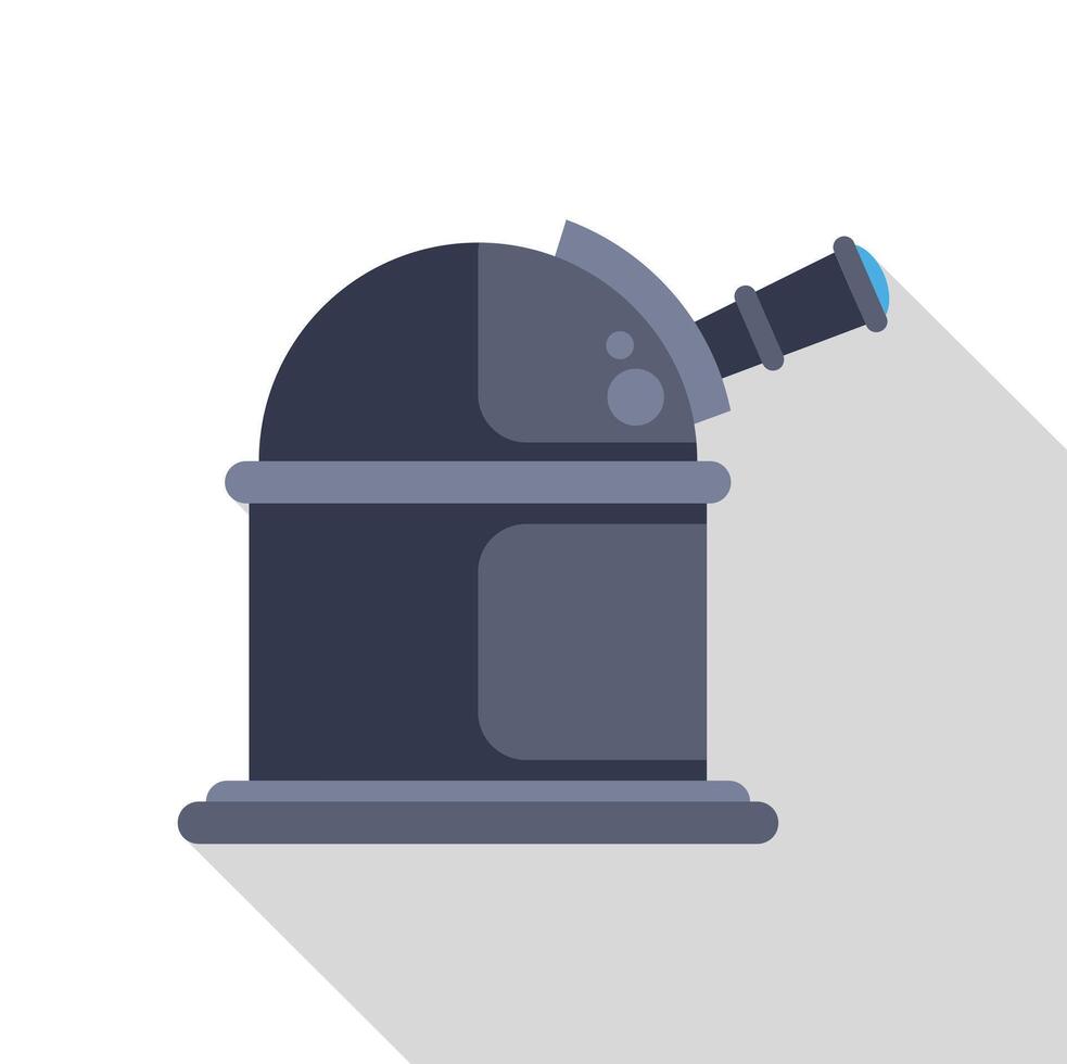 Observatory telescope exploring the universe in a flat design with long shadow vector