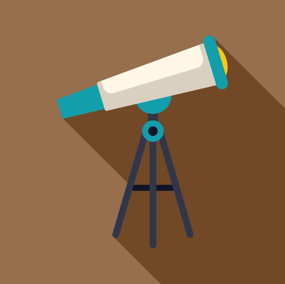 Telescope standing on tripod observing the sky vector