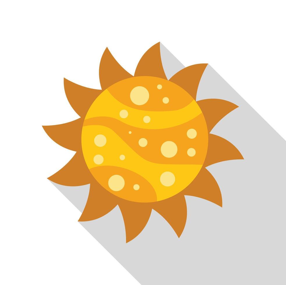 Yellow sun shining with long shadow, bringing warmth and light vector