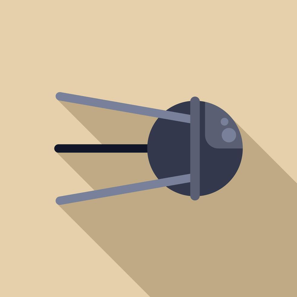 Sputnik style satellite orbiting earth, exploring space and transmitting data vector