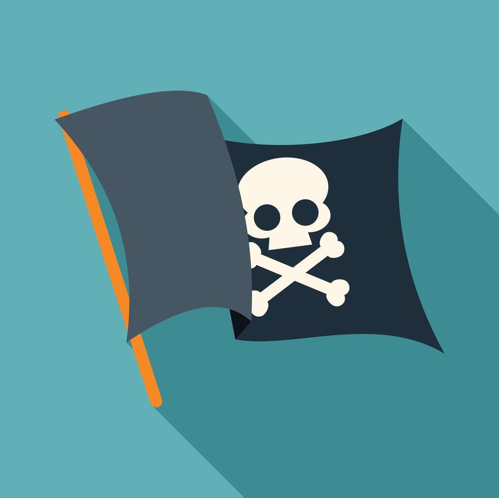 Jolly roger waving on turquoise background symbolizing piracy vector