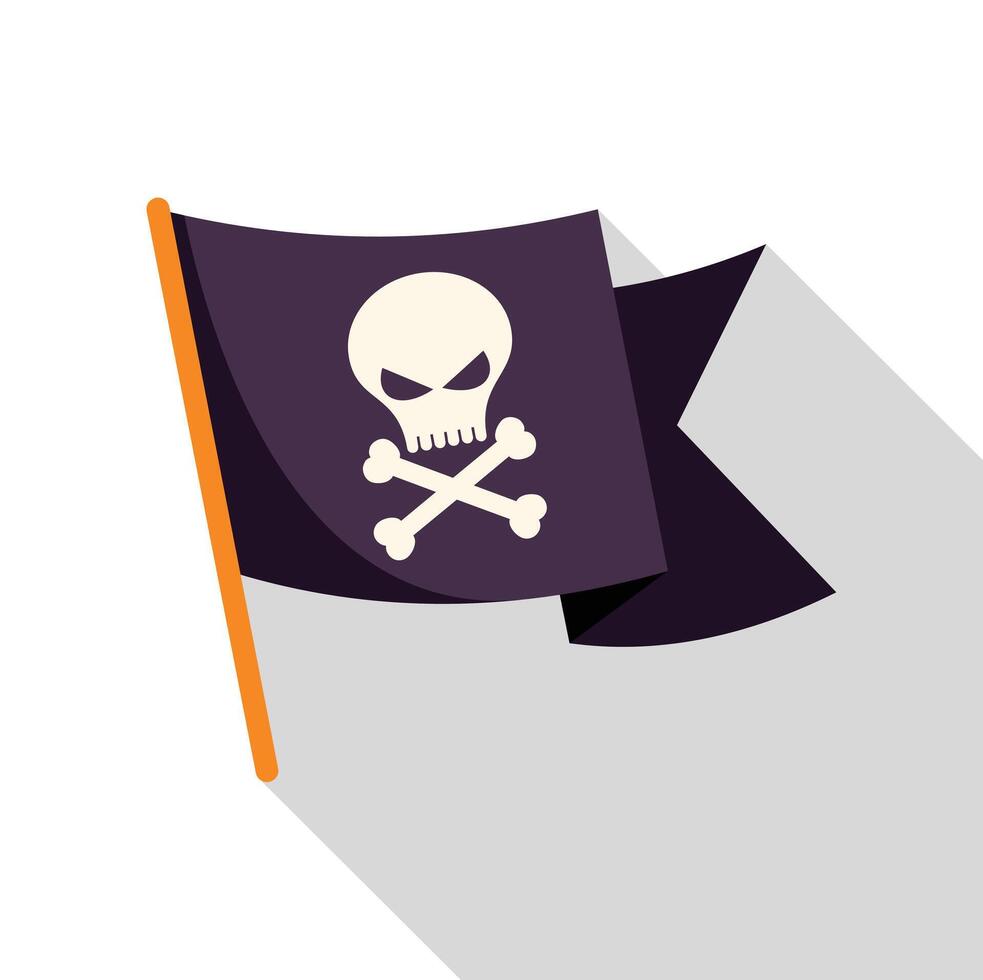 Jolly roger waving, skull and crossbones pirate flag symbol of rebellion vector
