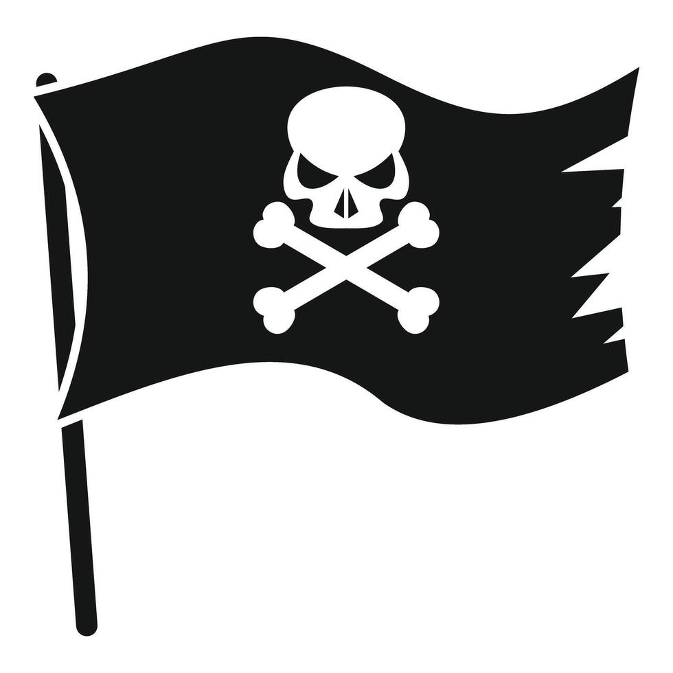 Black pirate flag waving in the wind with skull and crossbones vector