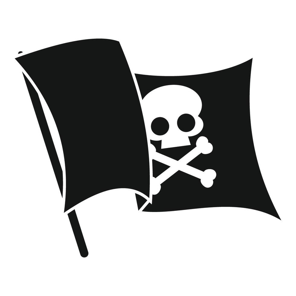 Black pirate flag waving with skull and crossbones, a symbol of piracy vector