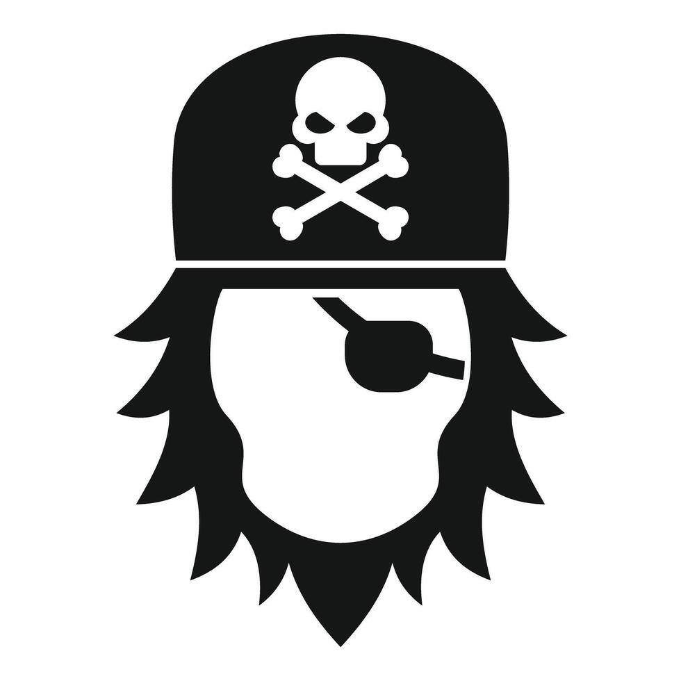 Pirate wearing eye patch and jolly roger hat vector