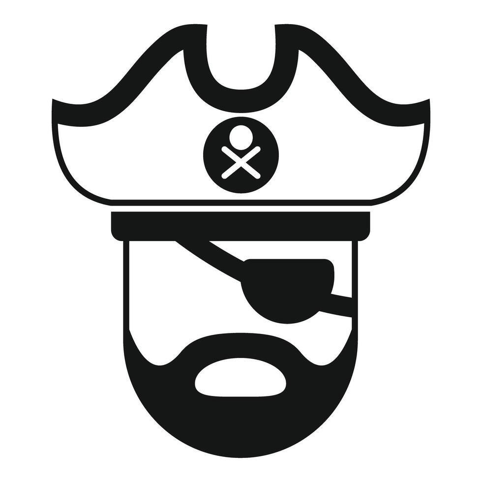 Bearded pirate captain wearing eye patch and tricorn hat vector