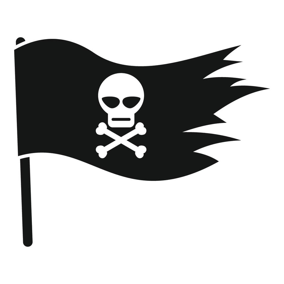 Black pirate flag waving with skull and crossbones showing piracy vector