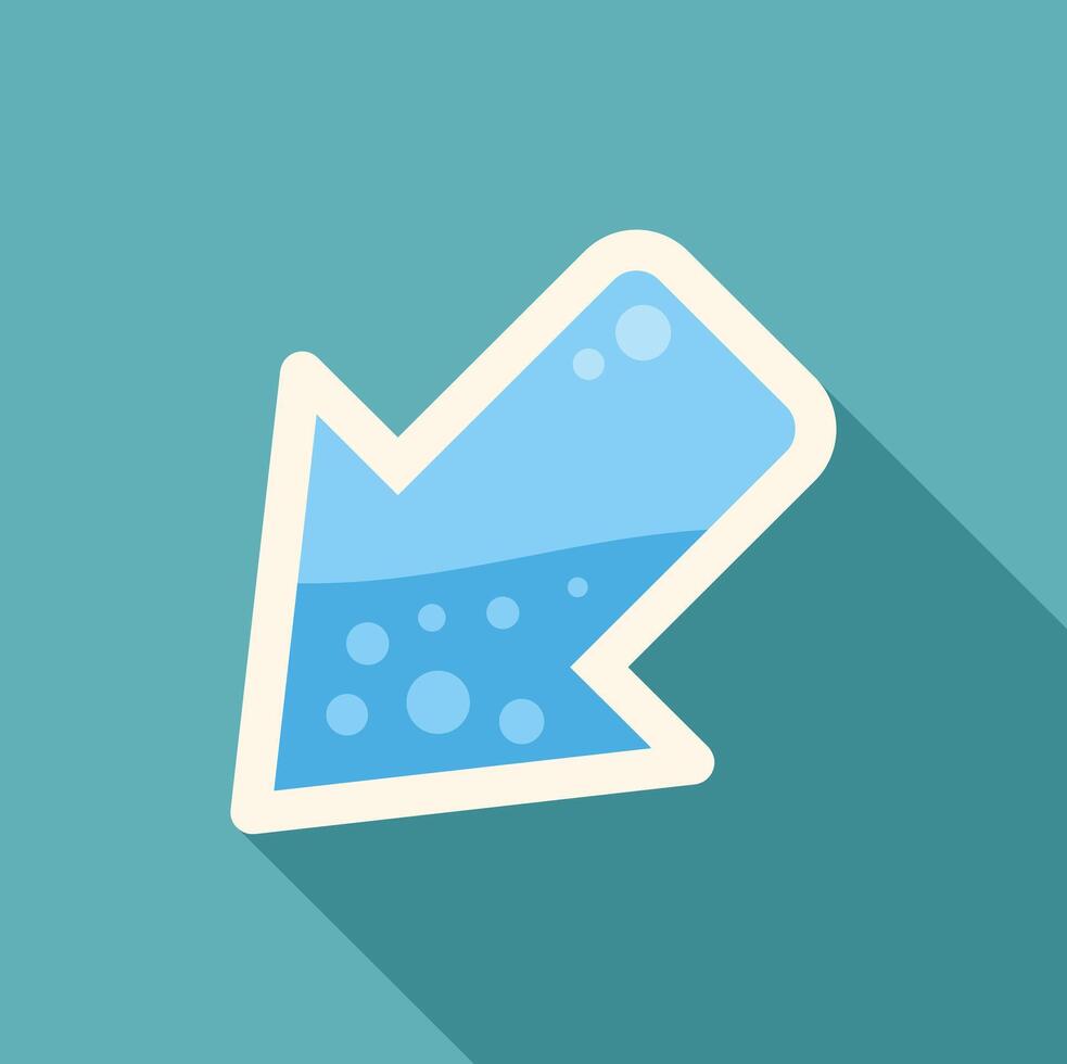 Diagonal down left arrow with bubbles inside pointing downward and to the left vector