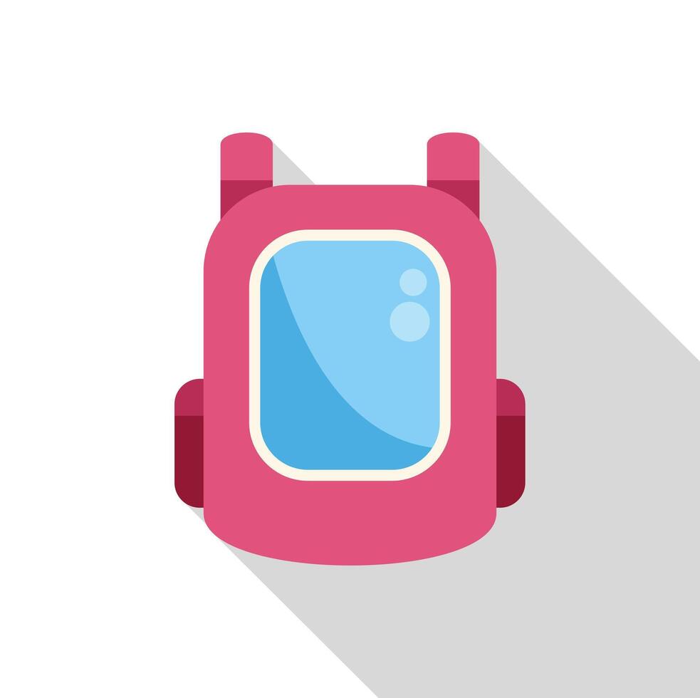 Pink backpack with large window displaying refreshing blue contents vector