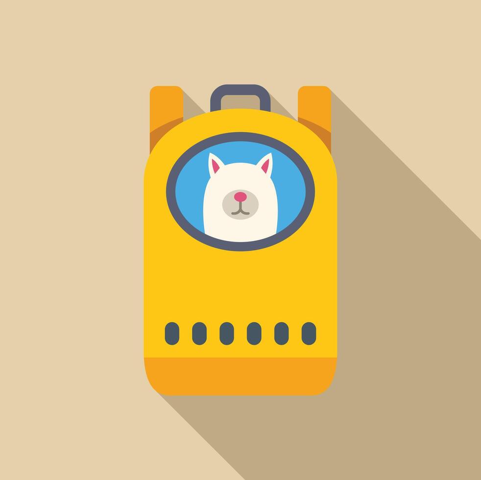 Cat inside yellow pet carrier backpack enjoying trip vector