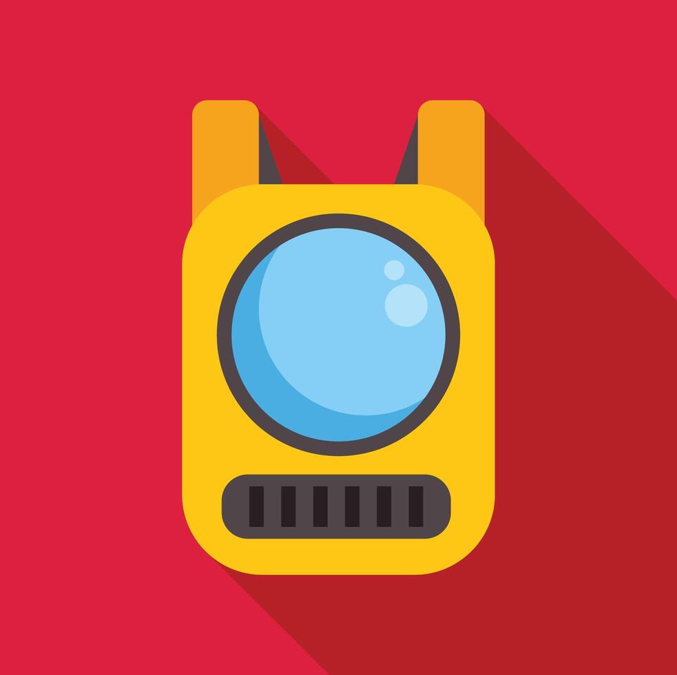 Yellow portable oxygen concentrator generating oxygen on red background vector