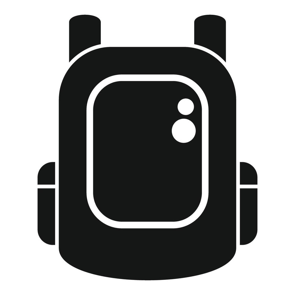 Hiking backpack with two side pockets and two straps, front view vector