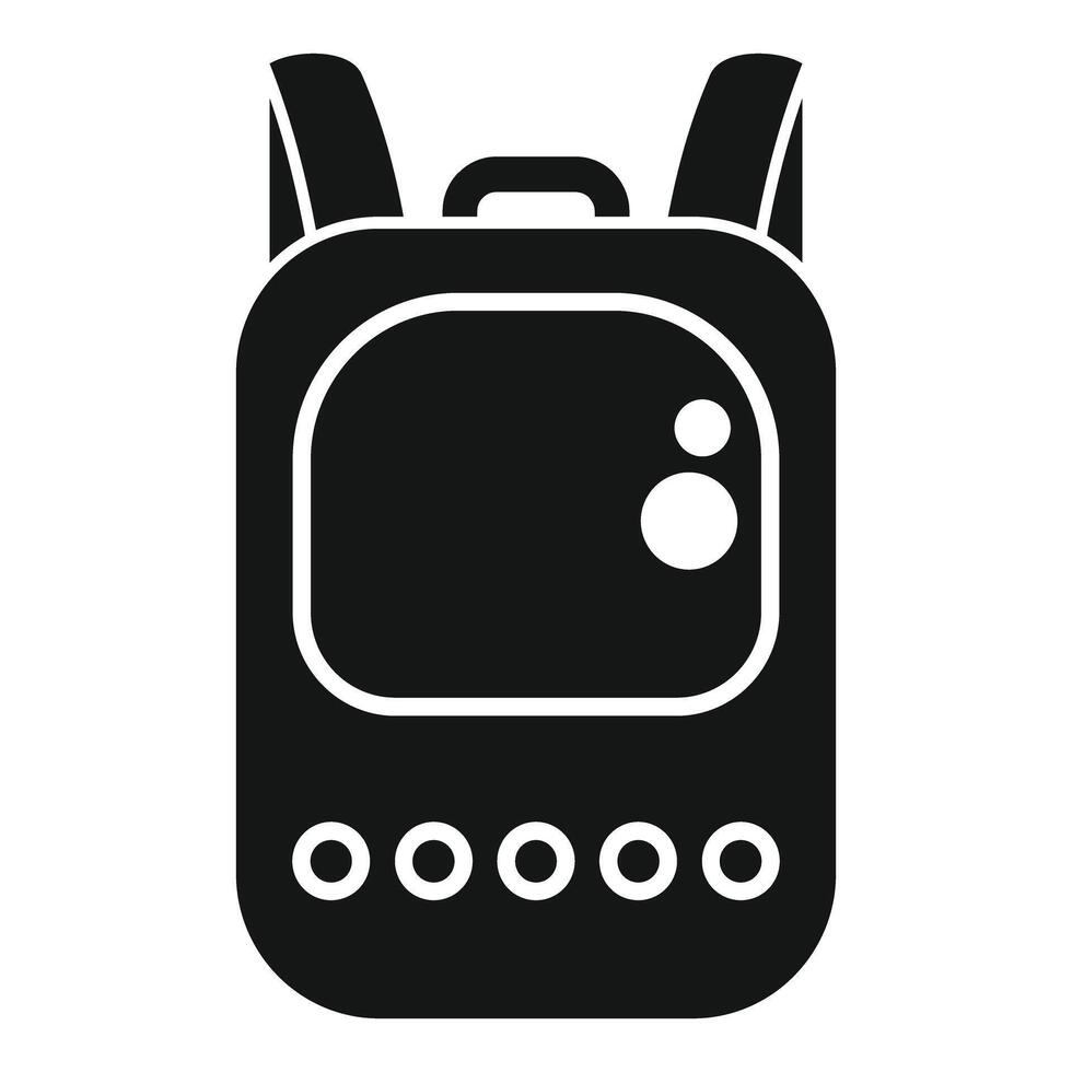 Black backpack with rounded edges and buttons embracing modern design vector