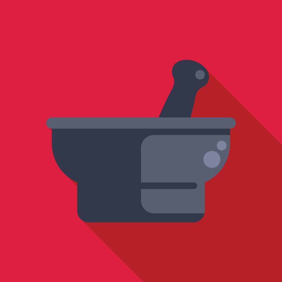 Mortar and pestle crushing herbs and spices for cooking vector