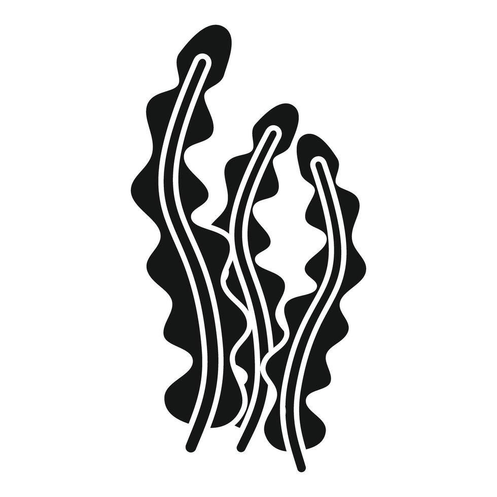 Laminaria seaweed growing underwater in black and white silhouette vector
