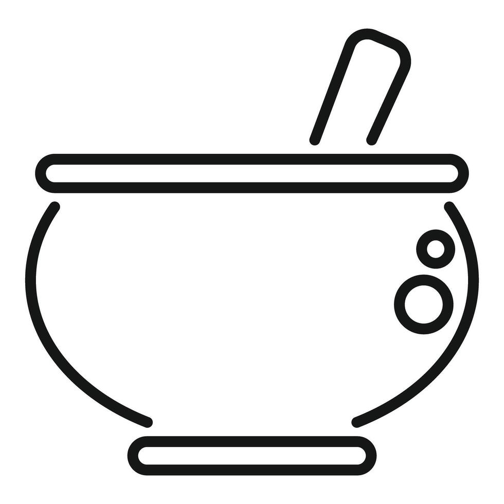 Mixing ingredients in a bowl with pestle, preparing a potion or remedy vector