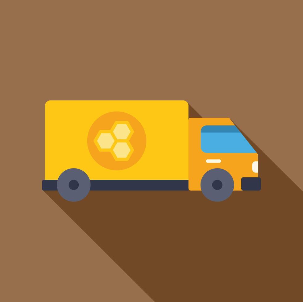 Honeycomb delivery truck delivering fresh honeycomb from apiary vector