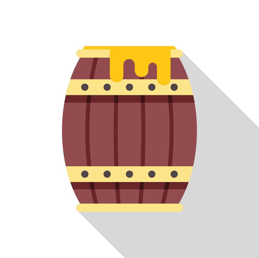 Wooden barrel filled with golden honey dripping down the side vector