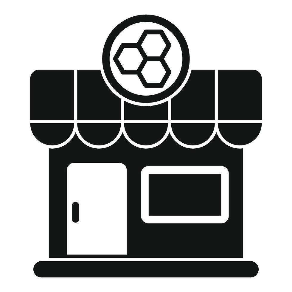 Honey shop building with honeycomb sign representing local business vector