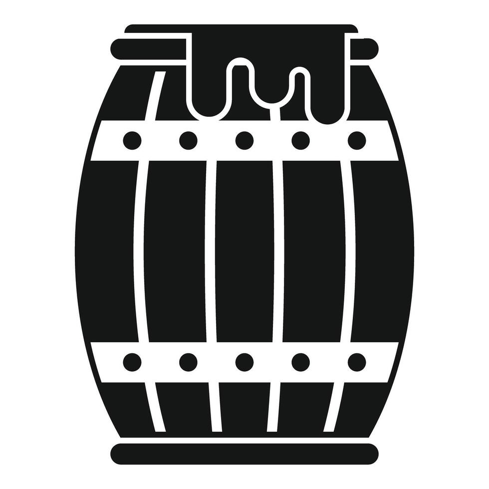 Wooden barrel filled with honey dripping down its sides vector