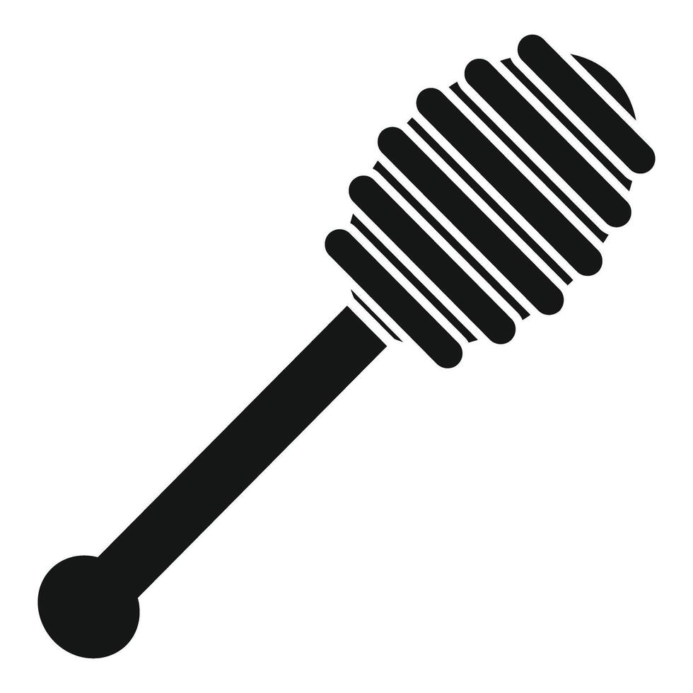 Black honey dipper stick with grooved head for drizzling sweet nectar vector