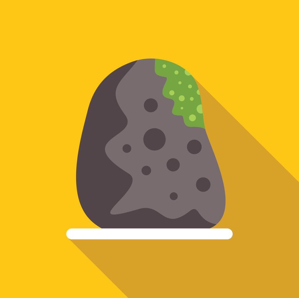 Decorative stone covered with moss on a stand, bringing nature indoors vector