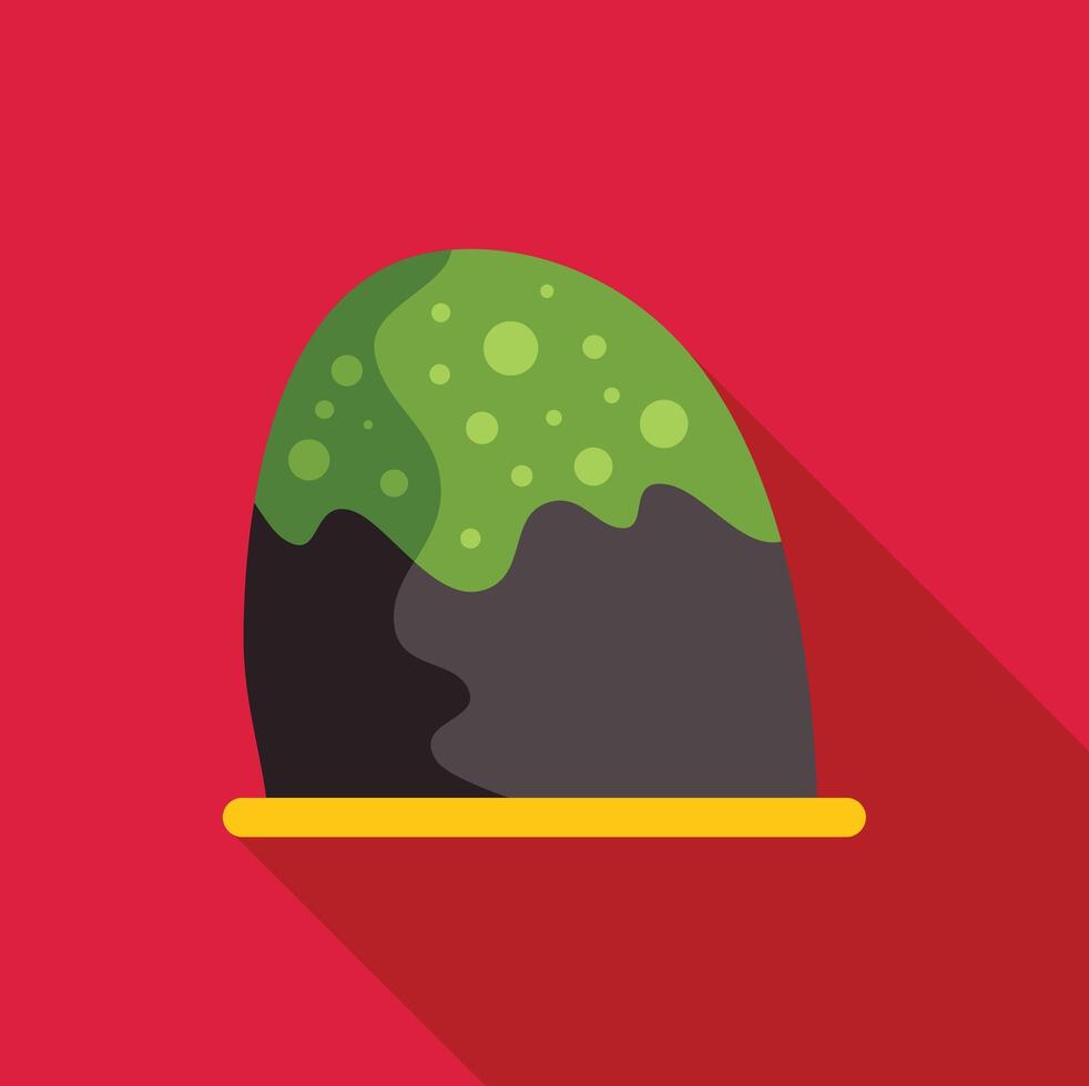 Round grey stone covered with dripping green substance on a tray vector