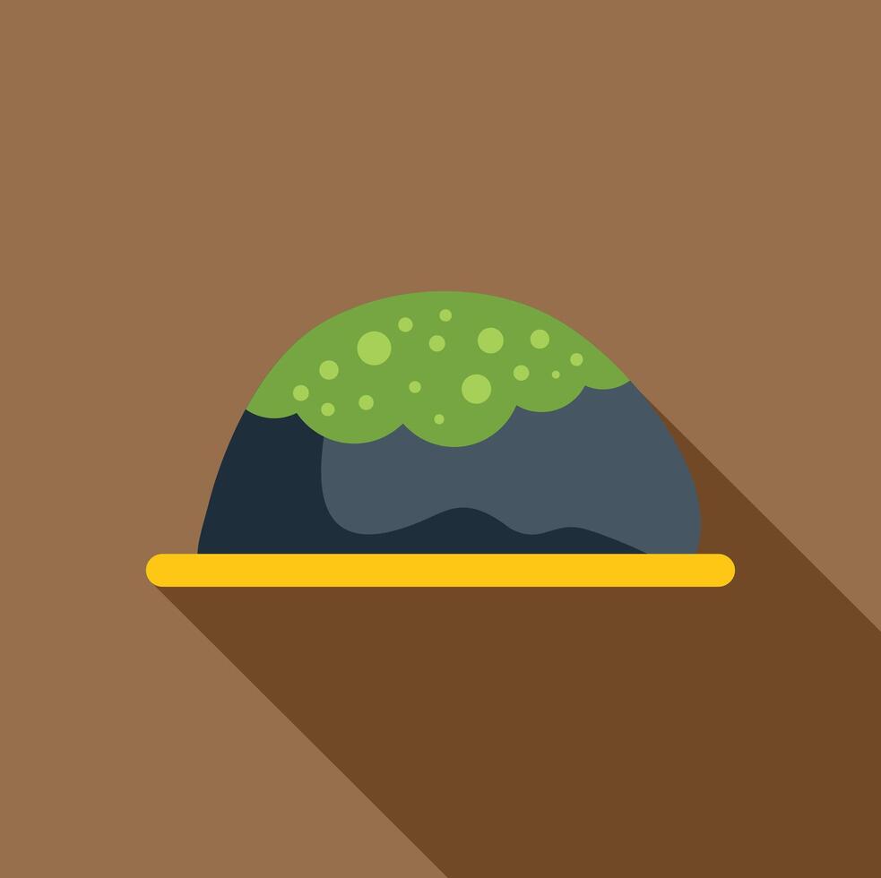 Japanese traditional dessert mochi on a plate with green matcha topping vector