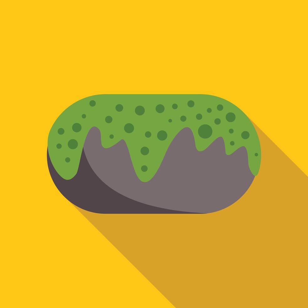 Gray rock covered with dripping green algae on yellow background vector