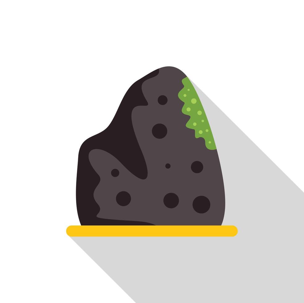 Growing moss on volcanic rock flat design icon with long shadow vector