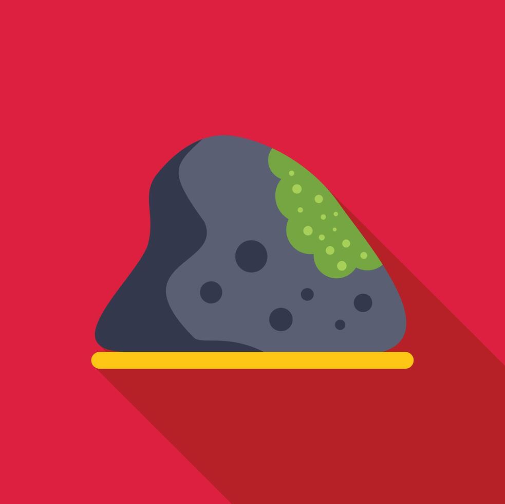 Volcanic rock with moss growing on a wooden shelf vector