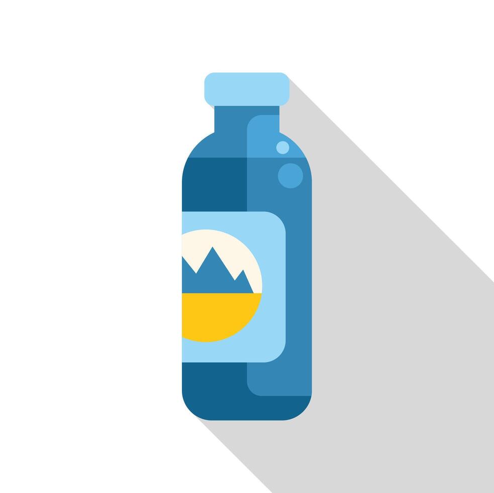 Blue water bottle with mountain logo reflecting purity and refreshment vector