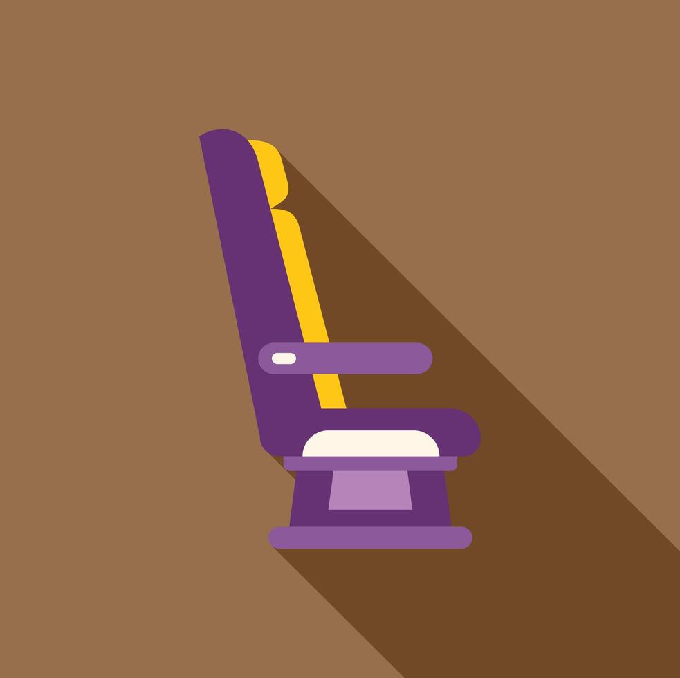 Purple and yellow airplane or train seat with long shadow vector