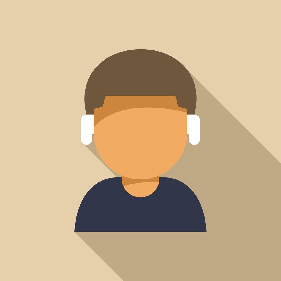 Young man wearing wireless earphones listening to music vector