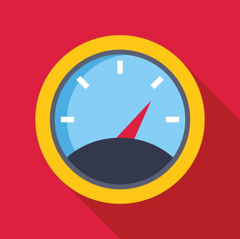 Speedometer showing low level fuel gauge on red background vector