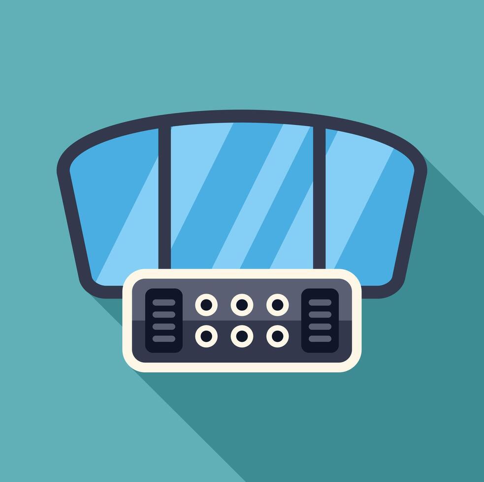 Futuristic cockpit window and control panel showing expansive view vector