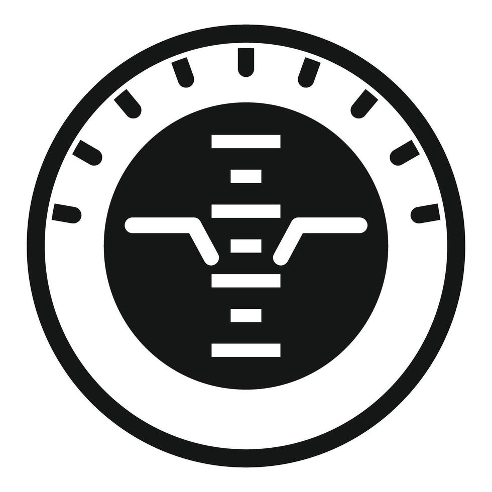 Artificial horizon indicator showing level flight in aircraft cockpit vector