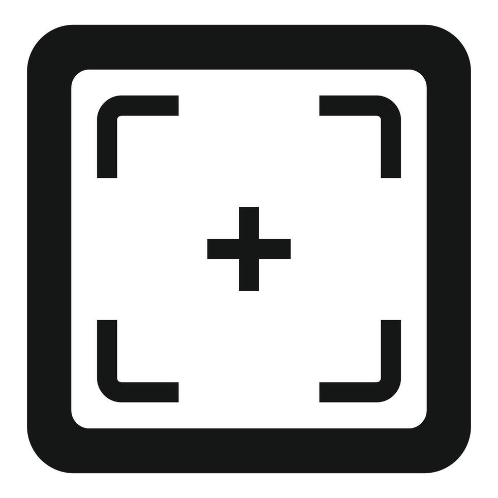 Centered plus sign inside focus frame icon showing target vector