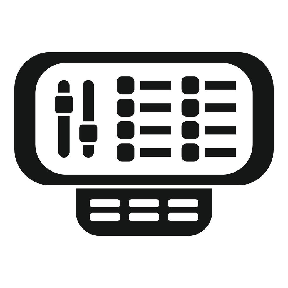 Digital audio mixer with faders and buttons for professional sound production vector