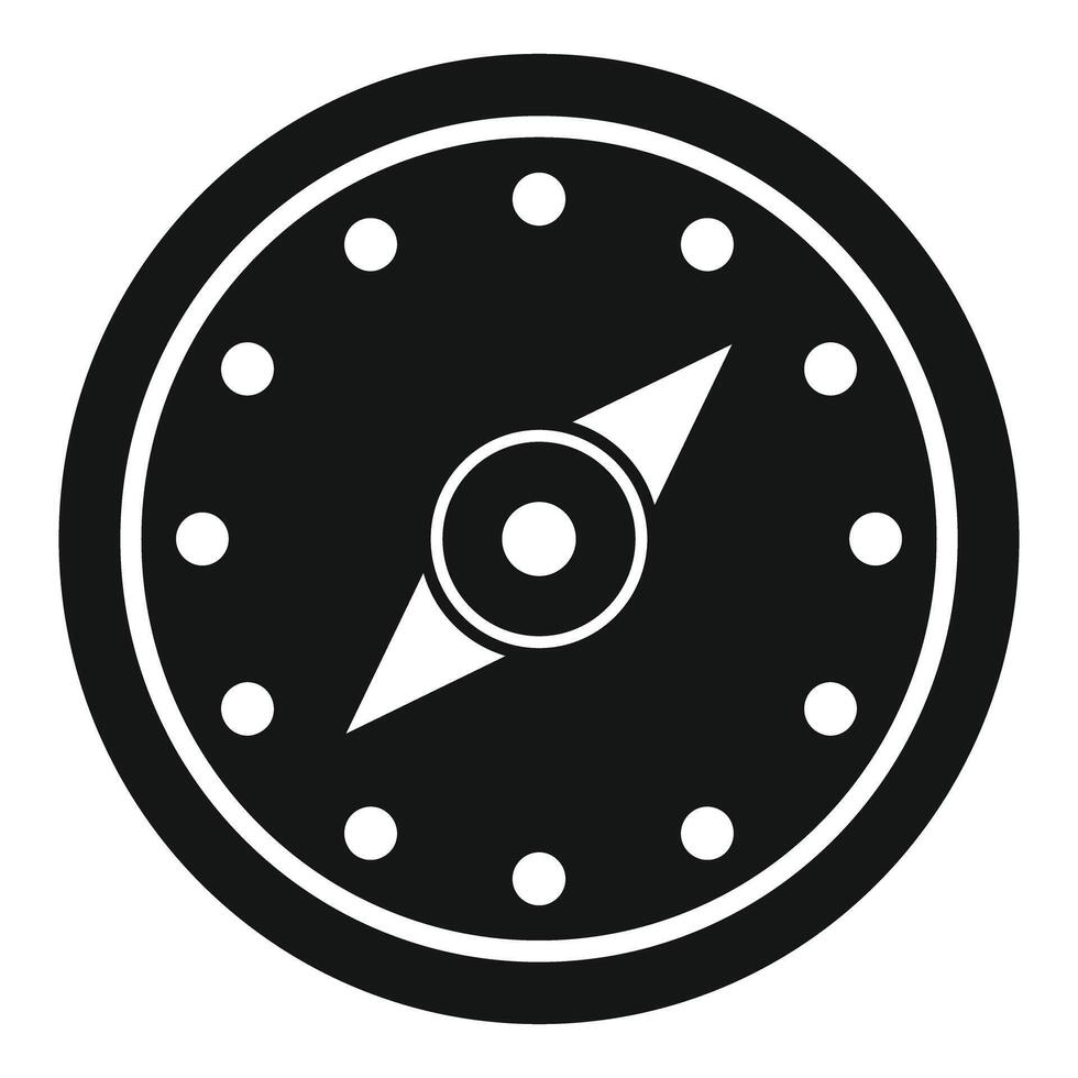 Black compass showing north direction inside circle with dots indicating navigation and guidance vector
