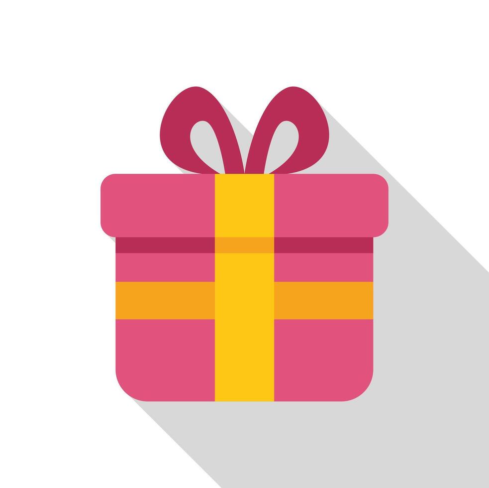 Pink gift box wrapped with yellow ribbon and bow vector
