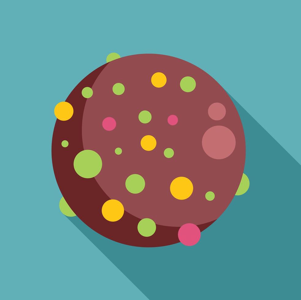 Round cookie covered with colorful sugar topping on turquoise background vector