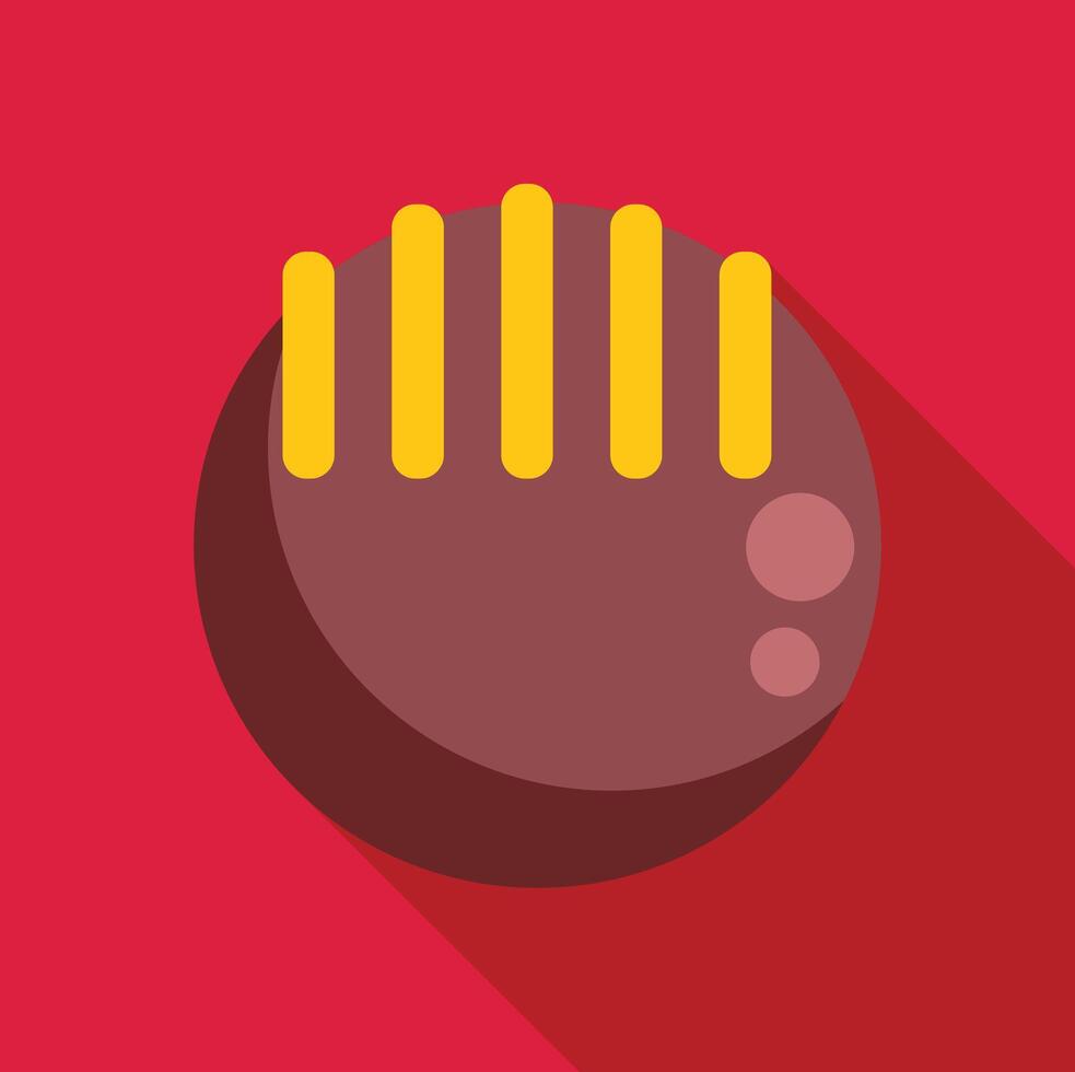 Round chocolate praline with decoration on red background vector