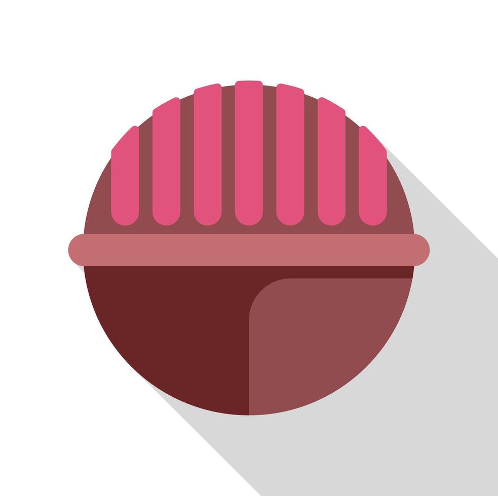 Round chocolate praline with pink stripes filling representing a delicious treat vector