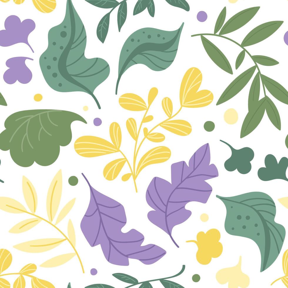Seamless pattern with colorful abstract leaves vector